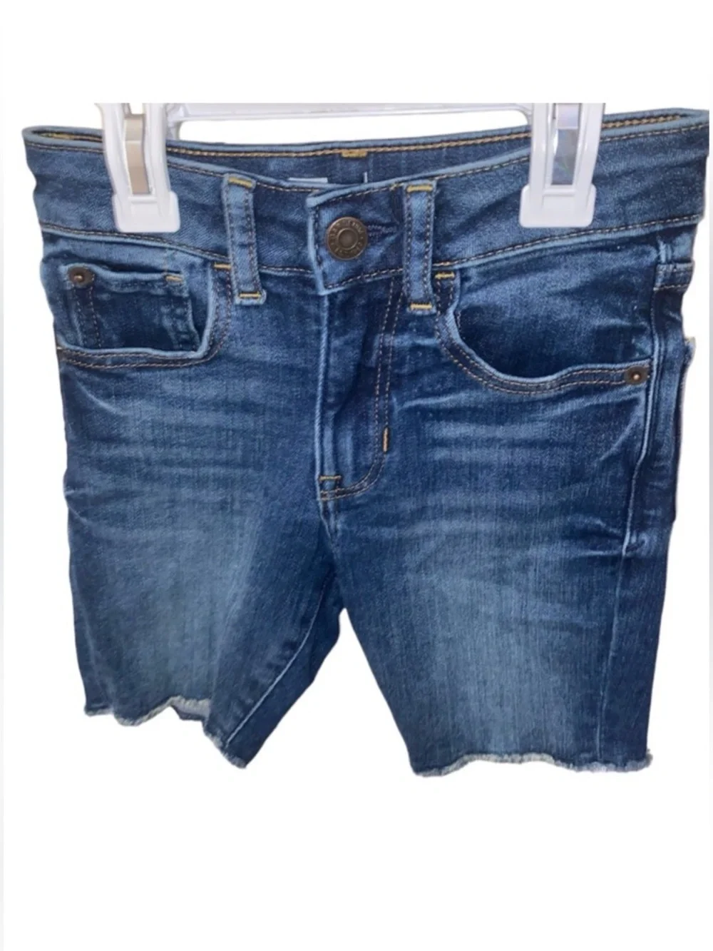 Gap Girls High Rise Bermuda Denim Shorts Raw Hem Size 6